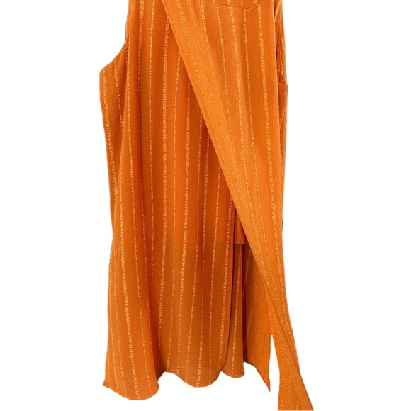 Ladies Top - Tunic - Textured Chiffon - Back Slit - Semi Sheer - Lined - Orange - Picture 6 of 11